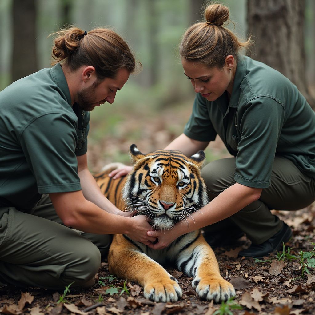 Animal rescue team in action
